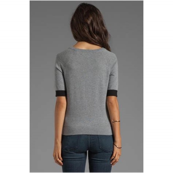 MILLY SHORT SLEEVE GRAY SWEATER SIZE S - Picture 3 of 8